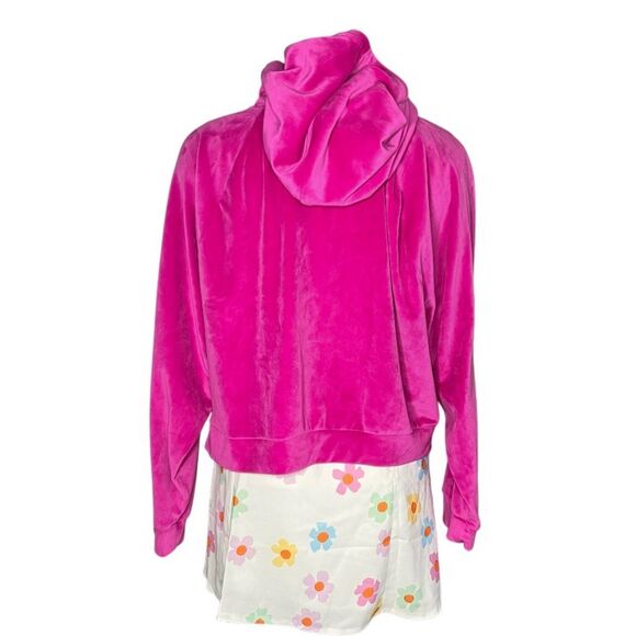 VICTORIAS SECRET Pink Fuchsia Hoodie Velour Full Zip Jacket Size XL - Picture 2 of 9